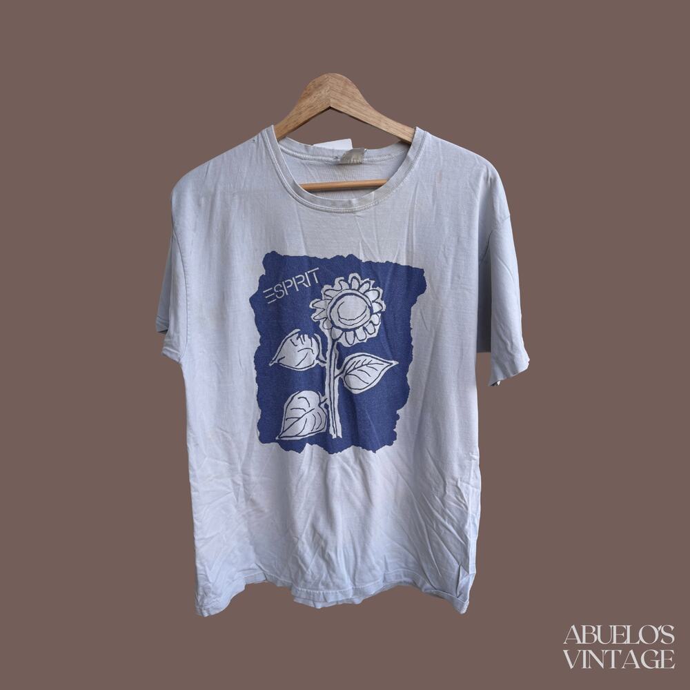 Esprit Graphic Tee | White Sunflower Print | Size M | Vintage